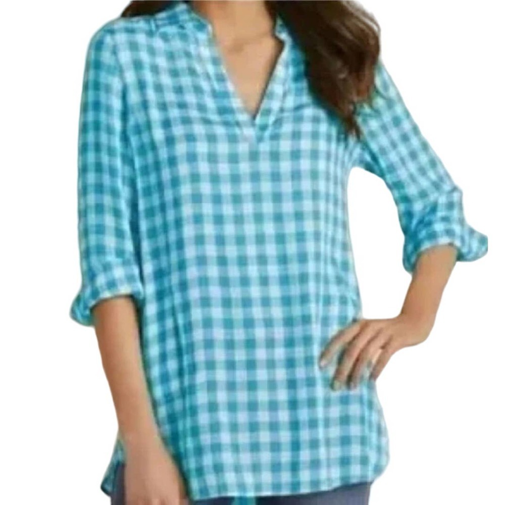 Soft Surroundings Al Fresco Gingham pocket Tunic Top

Small